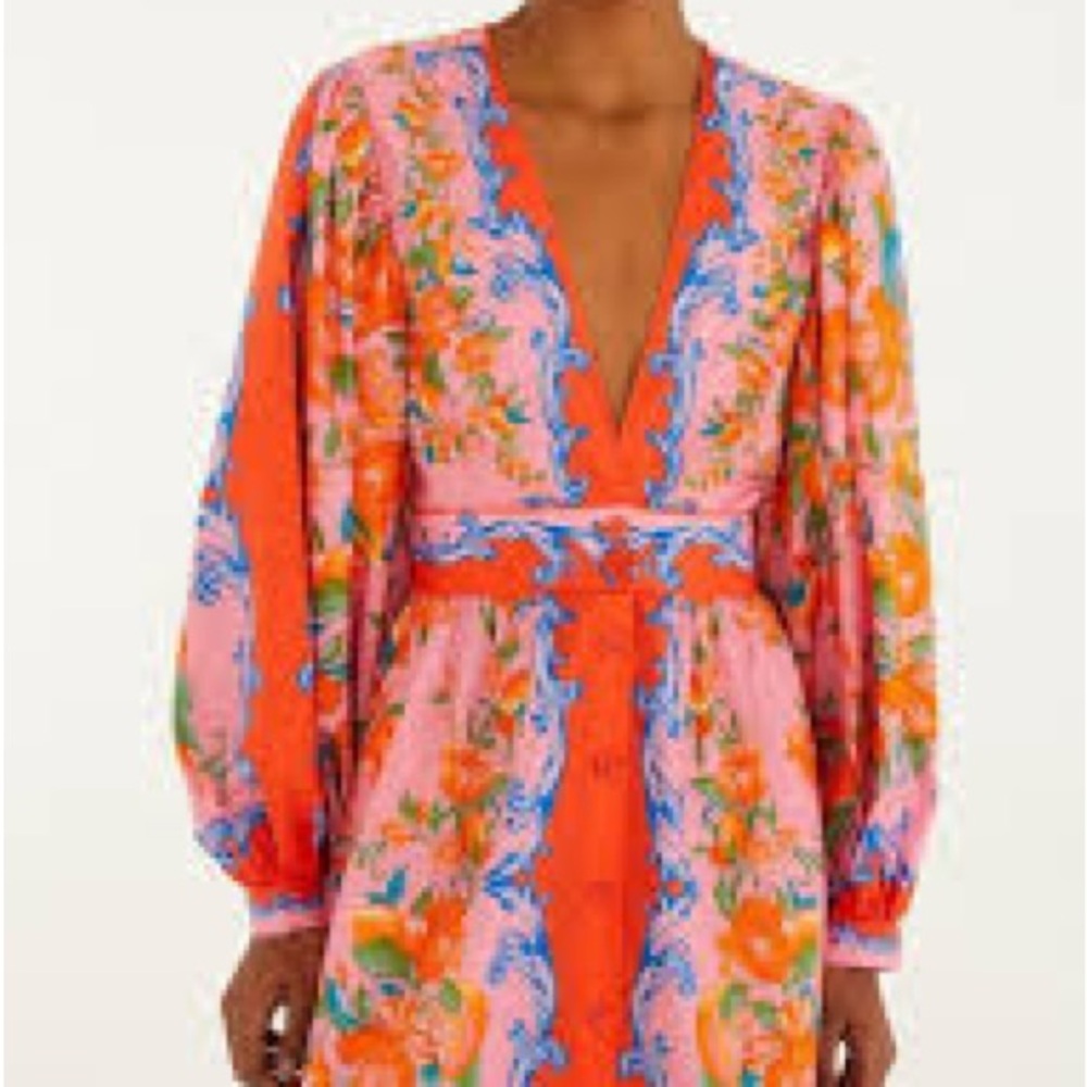 FARM Rio Pink Orange Floral Mini Dress - Picture 5 of 14
